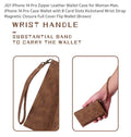 📱 iPhone 14 Pro Zipper Wallet Case with Wrist Strap – Brown