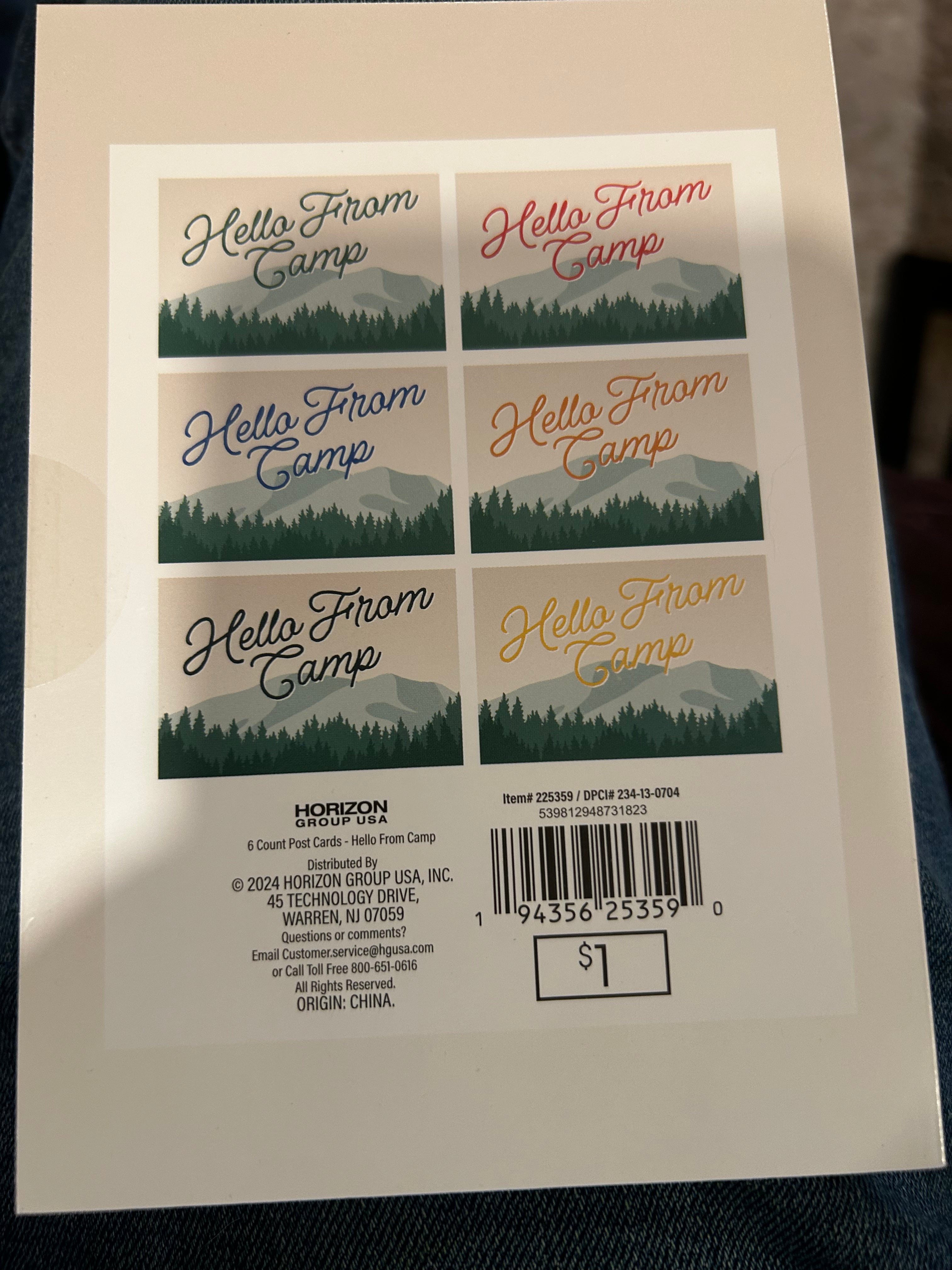 Hello From Camp Tear Away Postcards – 6 Count