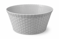 Round Woven Plastic Storage Basket – Gray -White | Food-Safe & Dishwasher Safe