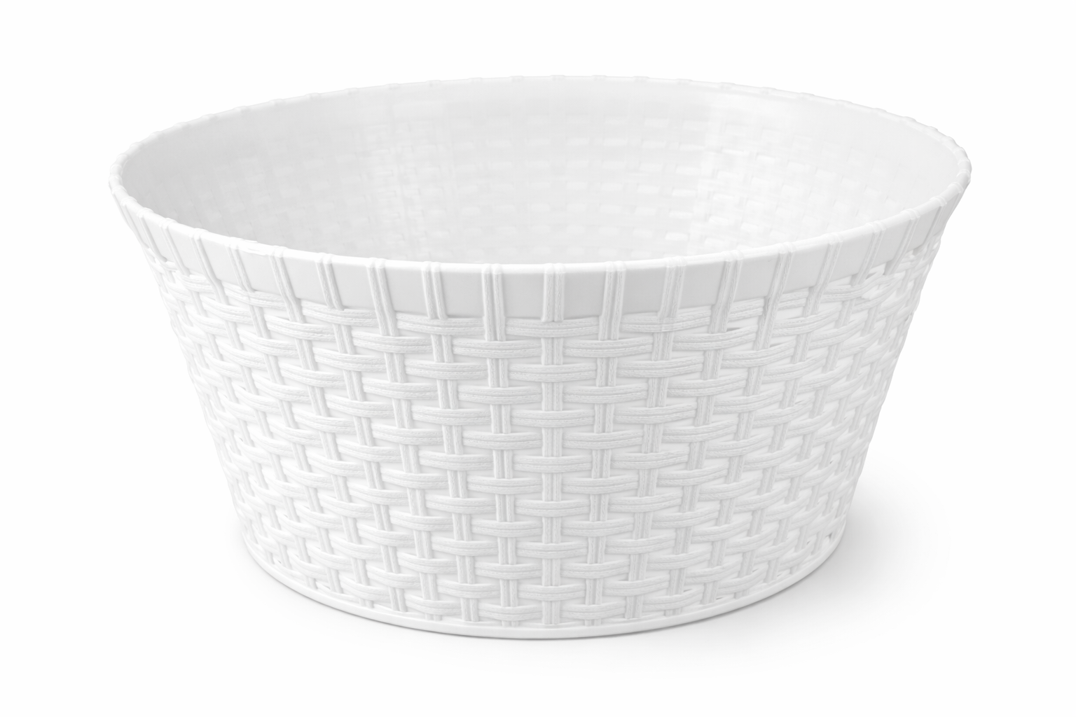 Round Woven Plastic Storage Basket – Gray -White | Food-Safe & Dishwasher Safe