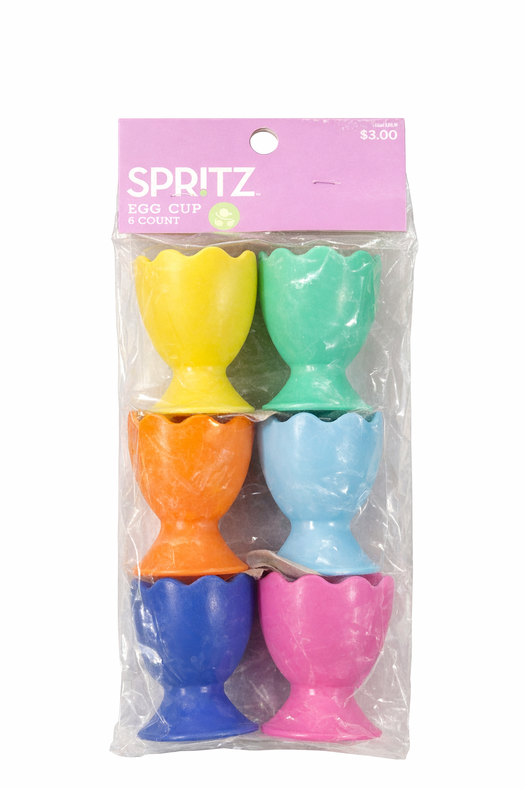 Spritz Easter Egg Cup Set – 6 Pack Colorful Plastic Egg Holders for Easter Table Decor & Kids Breakfast
