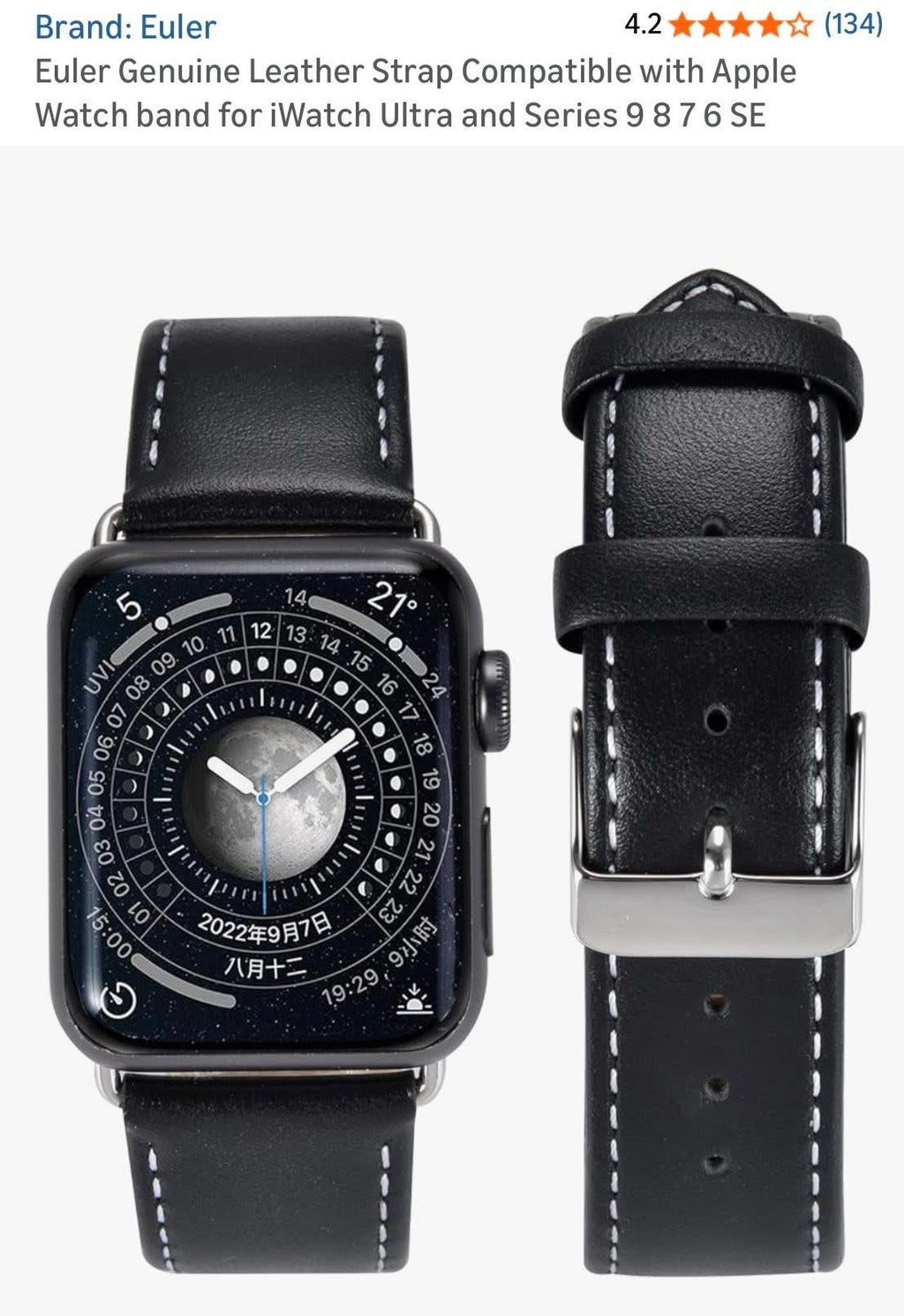 Euler apple watch strap. Black 
(38,40,41mm)